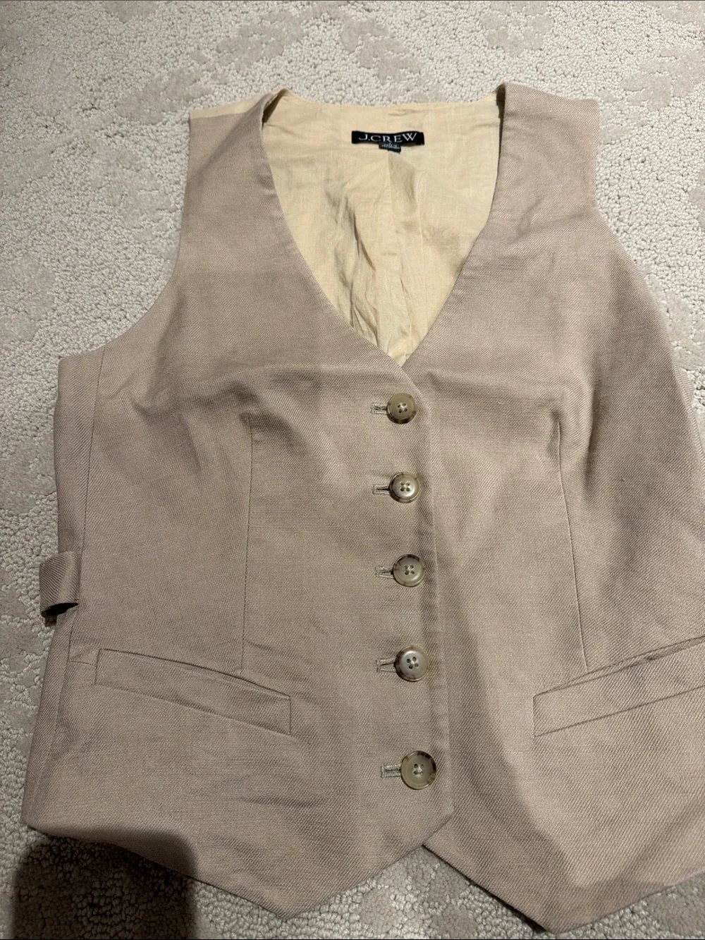 J. Crew Beige Linen-Blend Tailored Vest